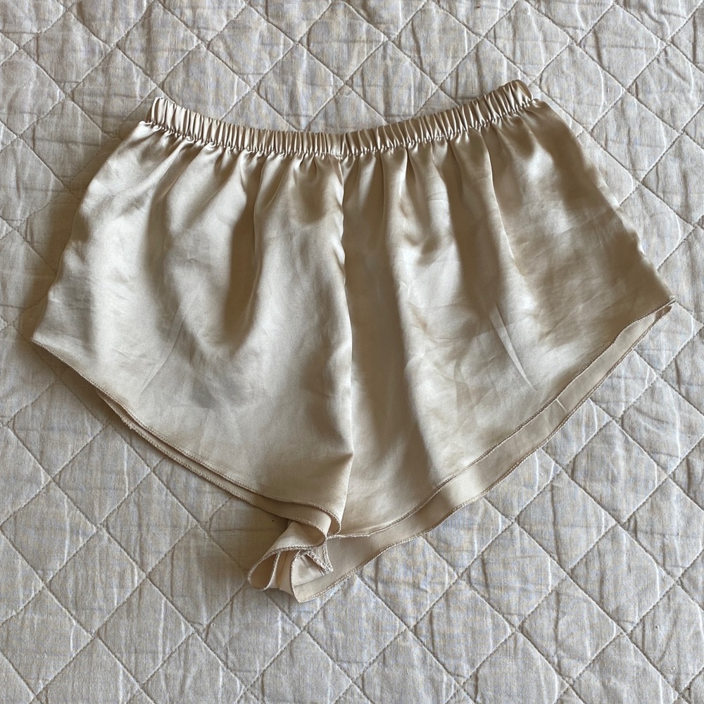 Cream Satin Shorts